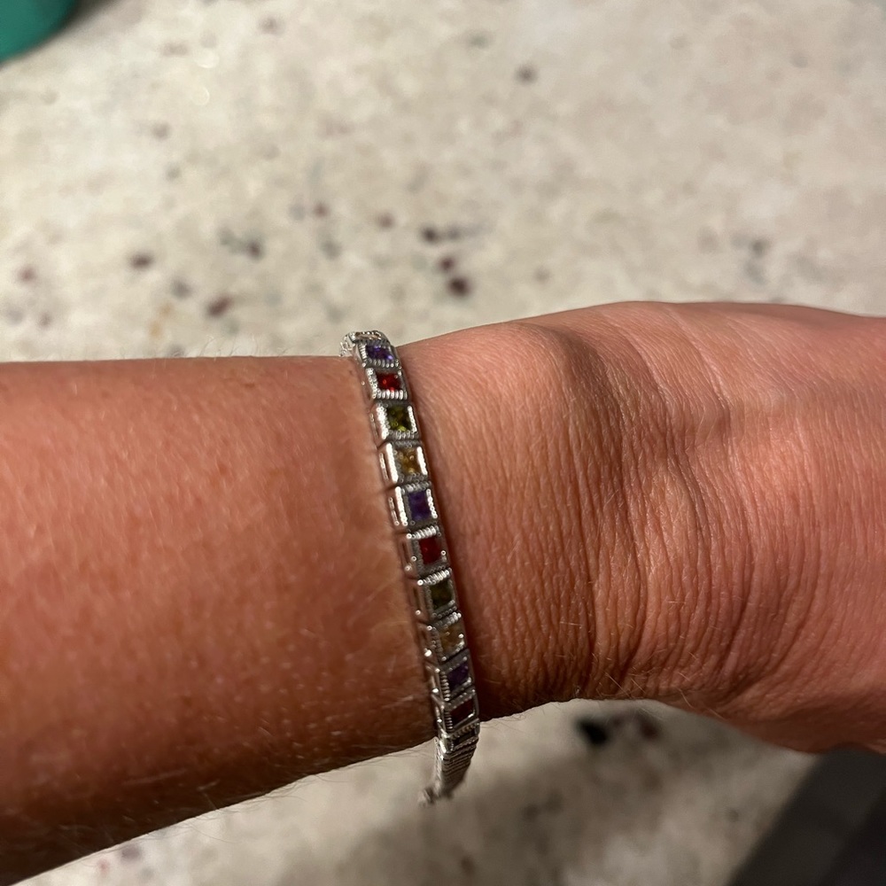7 inch multi stone simulated bracelet